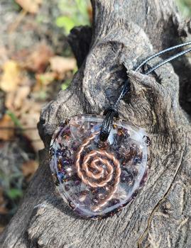 Preview: Orgonitanhänger Rosenquarz, Amethyst, Bergkristall