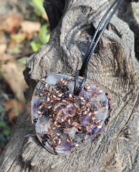 Orgonitanhänger Rosenquarz, Amethyst, Bergkristall