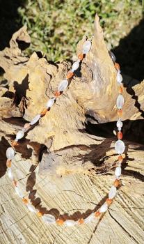 Karneol-Rosenquarz-Amethyst-Kette